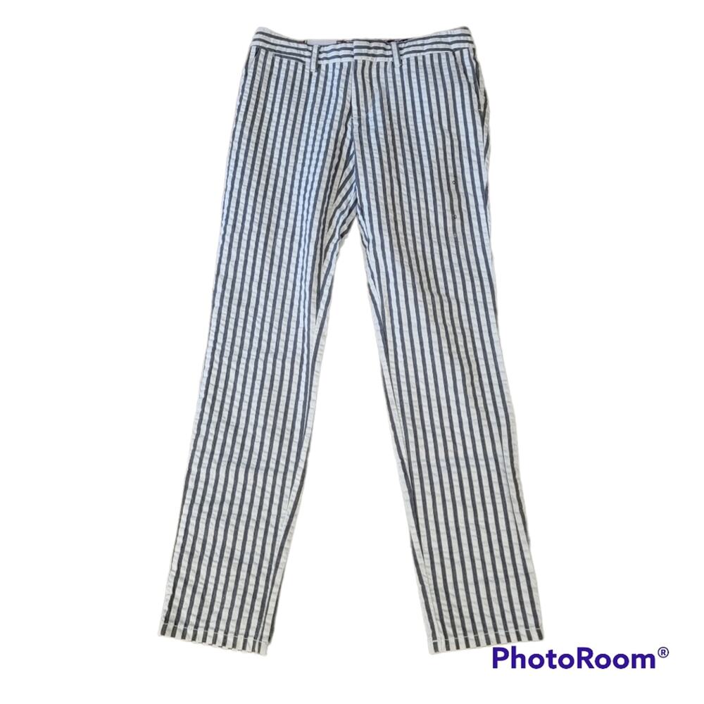 Tommy Hilfiger Grey/White Stripe Stretch Slim Chino Pants Size 0 New With Tags